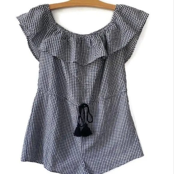 Wild Honey NWT Gingham Off Shoulder Romper - Picture 2 of 2